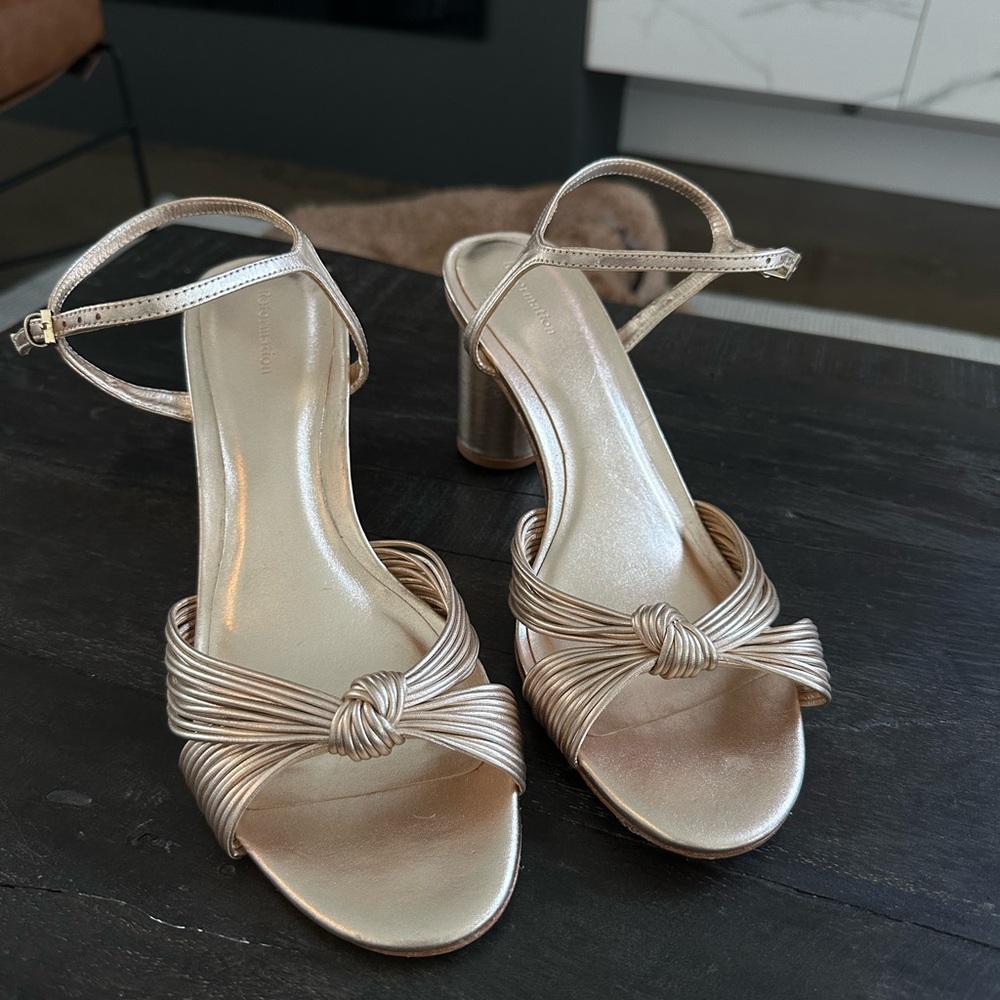 Reformation Petra Natural Cylinder Heel Sandal